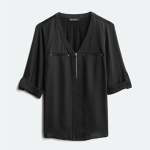 Black Zipper Detailed Blouse